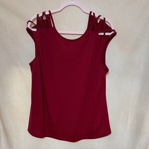 NWOT SHEIN Burgundy Strappy Cold-Shoulder Tank Top